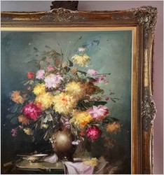 Pałacowe malarstwo! Kwiaty w wazonie - Kömpöczy Balogh Endre (Hungary 1911-1977)