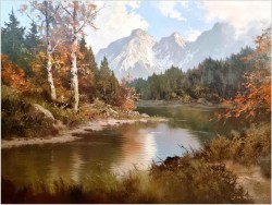 Polecamy Tyrol! Zakole górskiej rzeki - J.H.Thomas (*1922 Dresden)