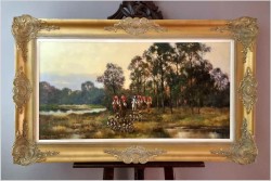 Panoramiczny obraz! Wyjazd na polowanie org. Eugen Otterbach *1907