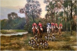 Panoramiczny obraz! Wyjazd na polowanie org. Eugen Otterbach *1907