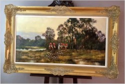 Panoramiczny obraz! Wyjazd na polowanie org. Eugen Otterbach *1907