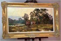 Panoramiczny obraz! Wyjazd na polowanie org. Eugen Otterbach *1907