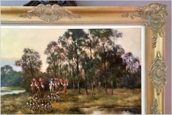 Panoramiczny obraz! Wyjazd na polowanie org. Eugen Otterbach *1907