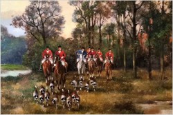 Panoramiczny obraz! Wyjazd na polowanie org. Eugen Otterbach *1907