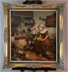 Super obraz! Gosposia z dziewczynką - Dickmeis Gerhard (1918-1978)