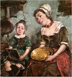 Super obraz! Gosposia z dziewczynką - Dickmeis Gerhard (1918-1978)