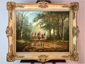 Wspaniałe malarstwo! Par Force - Michael Joseph Stüber (1872-1954) 