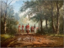 Wspaniałe malarstwo! Par Force - Michael Joseph Stüber (1872-1954) 