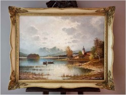 Wspaniały stary obraz! Stranbergersee - Gustaw Weiss/Guwe