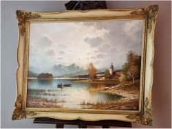 Wspaniały stary obraz! Stranbergersee - Gustaw Weiss / Guwe 1886-1973