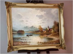 Wspaniały stary obraz! Stranbergersee - Gustaw Weiss / Guwe 1886-1973