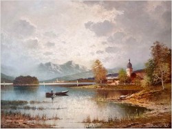 Wspaniały stary obraz! Stranbergersee - Gustaw Weiss / Guwe 1886-1973