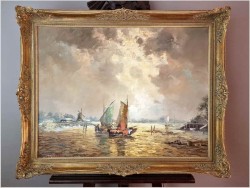 Mega Rarytas! Technika szpachlowa - Łodzie w zatoce | Carol Spree *1907