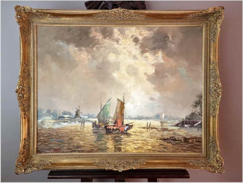 Mega Rarytas! Technika szpachlowa - Łodzie w zatoce | Carol Spree *1907