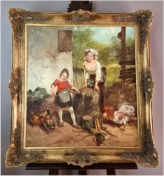 Gosposia z dziewczynką karmiącą kaczki - Dickmeis Gerhard (1918-1978)