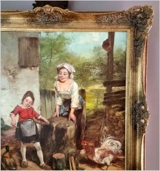 Gosposia z dziewczynką karmiącą kaczki - Dickmeis Gerhard (1918-1978)