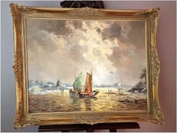 Mega Rarytas! Technika szpachlowa - Łodzie w zatoce | Carol Spree *1907