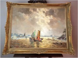 Mega Rarytas! Technika szpachlowa - Łodzie w zatoce | Carol Spree *1907