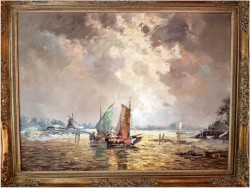 Mega Rarytas! Technika szpachlowa - Łodzie w zatoce | Carol Spree *1907