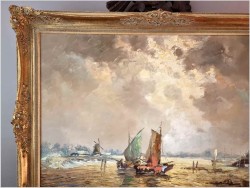 Mega Rarytas! Technika szpachlowa - Łodzie w zatoce | Carol Spree *1907