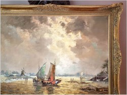 Mega Rarytas! Technika szpachlowa - Łodzie w zatoce | Carol Spree *1907