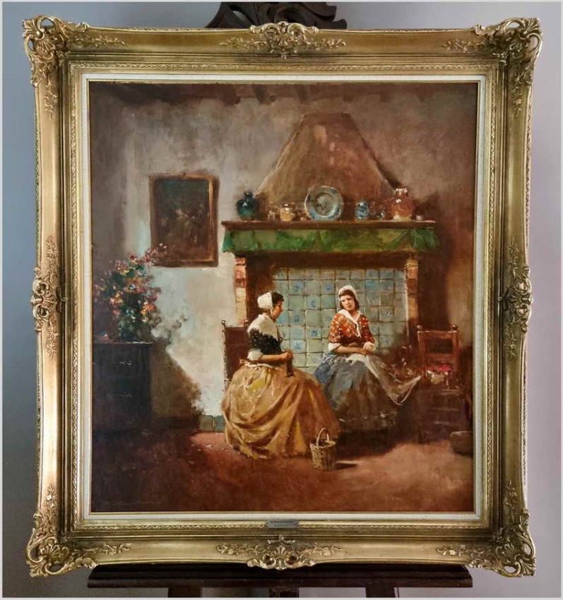 Scena rodzajowa! Robótki ręczne - Herman Schmidtmann (1869-1936)