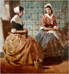 Scena rodzajowa! Robótki ręczne - Herman Schmidtmann (1869-1936)