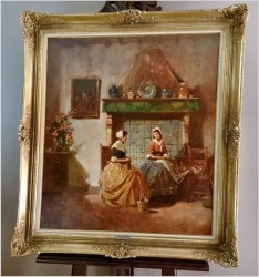 Scena rodzajowa! Robótki ręczne - Herman Schmidtmann (1869-1936)