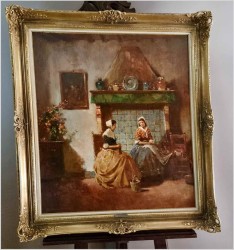 Scena rodzajowa! Robótki ręczne - Herman Schmidtmann (1869-1936)