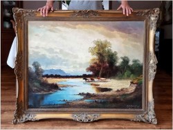 Wyjątkowy pejzaż z krowami ~ Helmut Stadelhofer *1914 | Rozmiar XXXL!