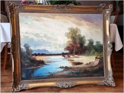 Wyjątkowy pejzaż z krowami ~ Helmut Stadelhofer *1914 | Rozmiar XXXL!