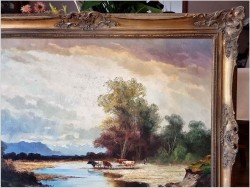 Wyjątkowy pejzaż z krowami ~ Helmut Stadelhofer *1914 | Rozmiar XXXL!