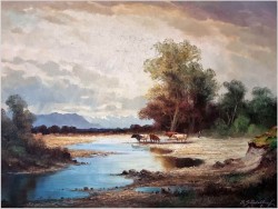 Wyjątkowy pejzaż z krowami ~ Helmut Stadelhofer *1914 | Rozmiar XXXL!