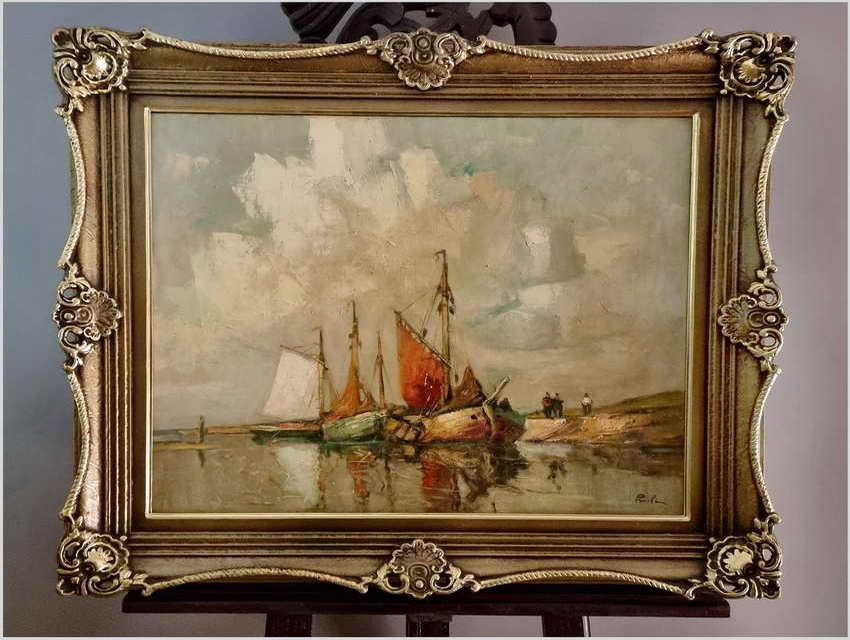 Łodzie przy brzegu - Rudolf Priebe (Kiew 1889-1964 Hamburg) 