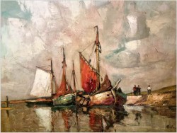 Łodzie przy brzegu - Rudolf Priebe (Kiew 1889-1964 Hamburg) 