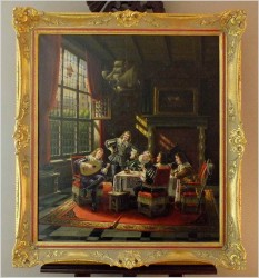 MEGA RARYTAS! ROZMOWY PRZY MUZYCE I WINIE -  BLÄTTER, BRUNO (*1870 BERLIN) PAŁACOWY OBRAZ!