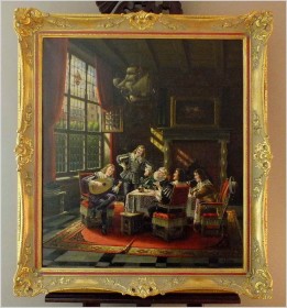 MEGA RARYTAS! ROZMOWY PRZY MUZYCE I WINIE -  BLÄTTER, BRUNO (*1870 BERLIN) PAŁACOWY OBRAZ!