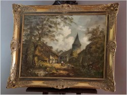 Wiejski krajobraz z bawiącymi się dziećmi - Heinrich Berger (1898-1977) 