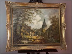 Wiejski krajobraz z bawiącymi się dziećmi - Heinrich Berger (1898-1977) 