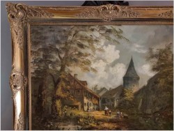 Wiejski krajobraz z bawiącymi się dziećmi - Heinrich Berger (1898-1977) 