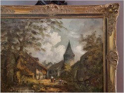 Wiejski krajobraz z bawiącymi się dziećmi - Heinrich Berger (1898-1977) 