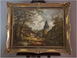 Wiejski krajobraz z bawiącymi się dziećmi - Heinrich Berger (1898-1977) 