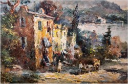 Technika Szpachlowa! Krajobraz śródziemnomorski - Paul Elbergo *1917