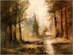 Duży Obraz! Tajemniczy Las - Josef Kugler *1913 (Österreich) Rozmiar XXL