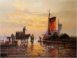 Rarytas! Technika szpachlowa - Poławiacze krabów  | Carol Spree *1907