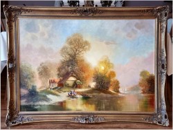 Polecamy! Pejzaż ze sztafażem | Gottfried Freyer  *1945 | Rozmiar XXXL!