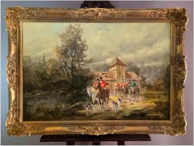 Malarz rokoko! Scena wyjazdu na polowanie - Herbert Isenberg *1930