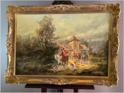 Malarz rokoko! Scena wyjazdu na polowanie - Herbert Isenberg *1930