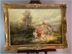 Malarz rokoko! Scena wyjazdu na polowanie - Herbert Isenberg *1930