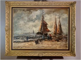 Rozładunek krabów - Jean Coune (1900-1963) Certyfikat!